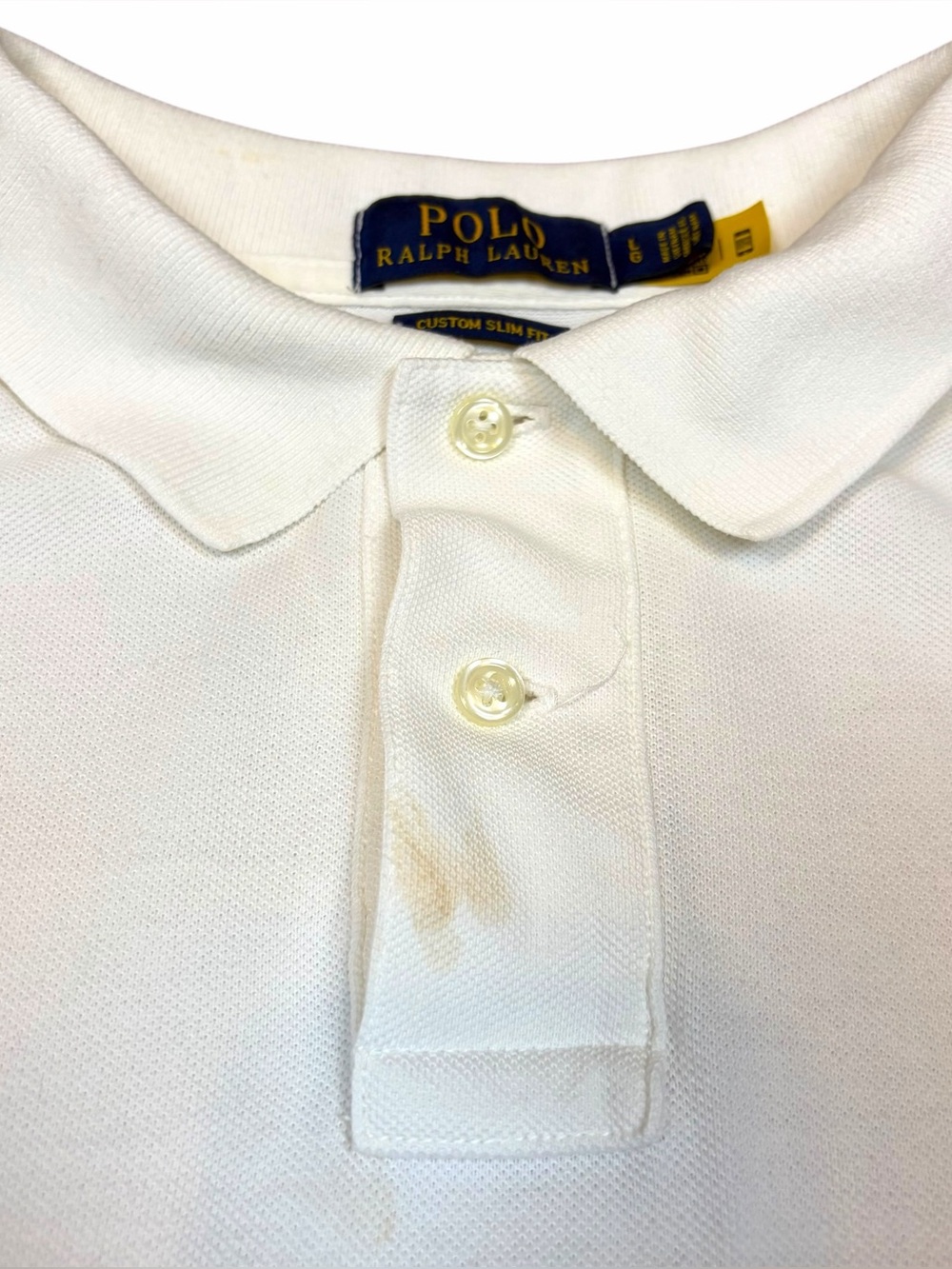 Polo Ralph Lauren Custom Slim USA Flag Big Pony Mesh Polo Shirt White Sz L - Picture 7 of 9